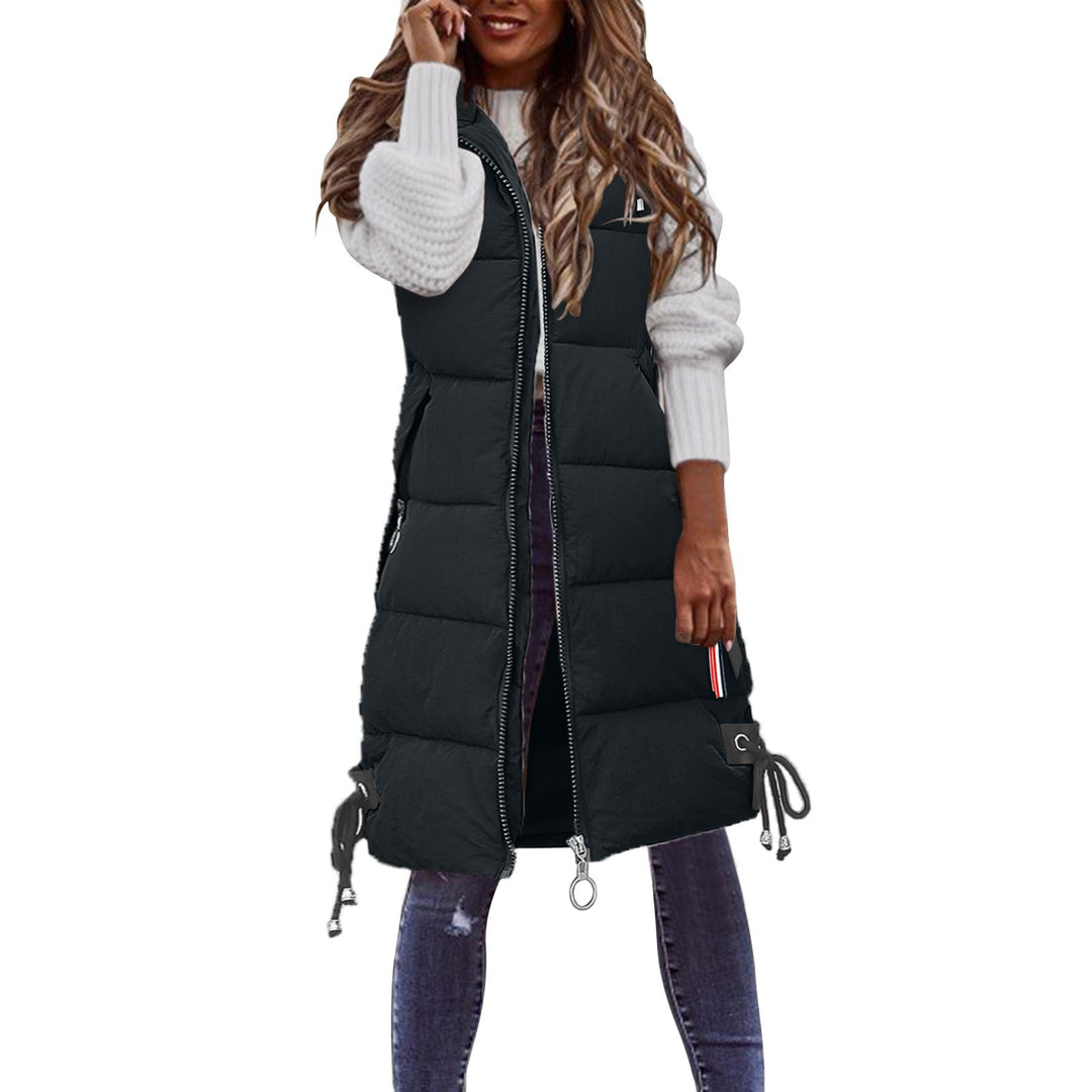 Damen Modische Steppweste mit praktischen Taschen und verstellbarem Gummizug EB