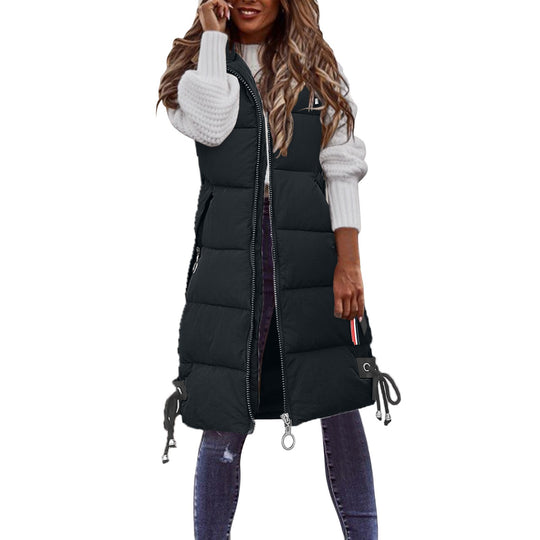 Damen Modische Steppweste mit praktischen Taschen und verstellbarem Gummizug EB