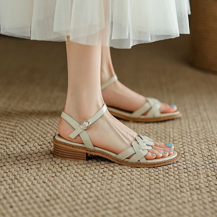 Damen Riemchen-Sandalen mit geflochtenem Design und komfortabler Sohle EB