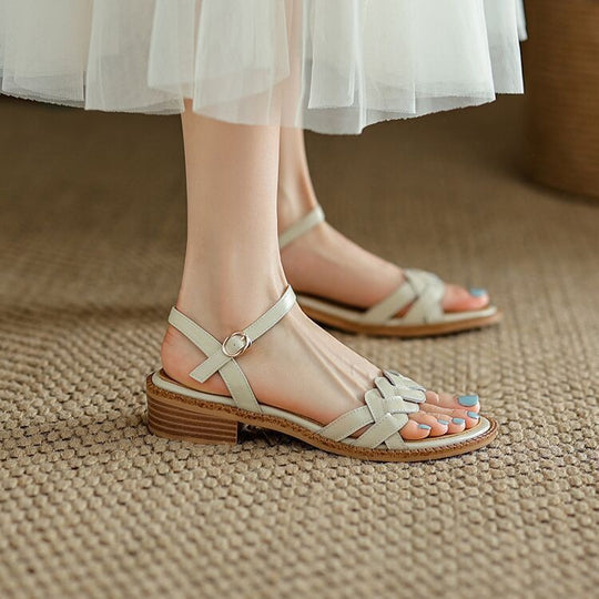 Damen Riemchen-Sandalen mit geflochtenem Design und komfortabler Sohle EB
