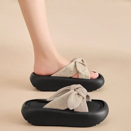 Damen Komfortable Plattform-Sandalen mit schickem Schleifen-Detail EB