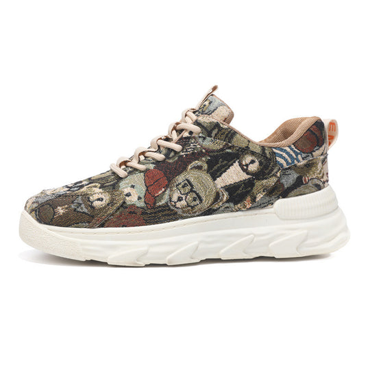 Damen Modische Freizeitsneaker mit buntem Muster und rutschfester Laufsohle EB