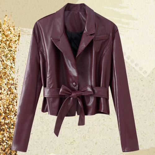 Damen Elegante Kunstlederjacke EB