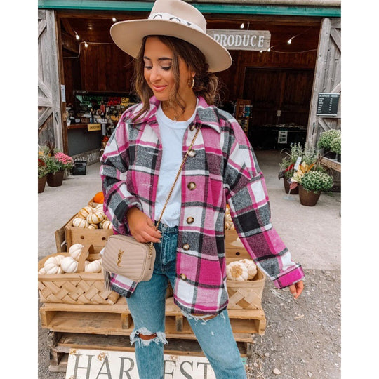 Damen Karierte Flanelljacke EB