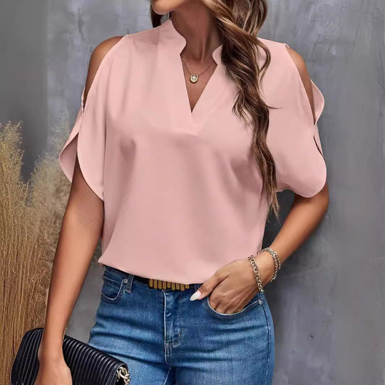 Damen elegante Bluse mit Cut-Out-Ärmeln EB