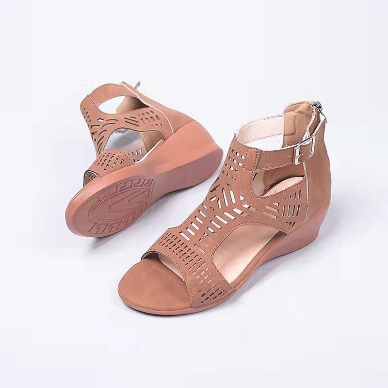 Damen Wedge-Sandalen mit modischem Cut-Out-Design und rutschfester Sohle EB