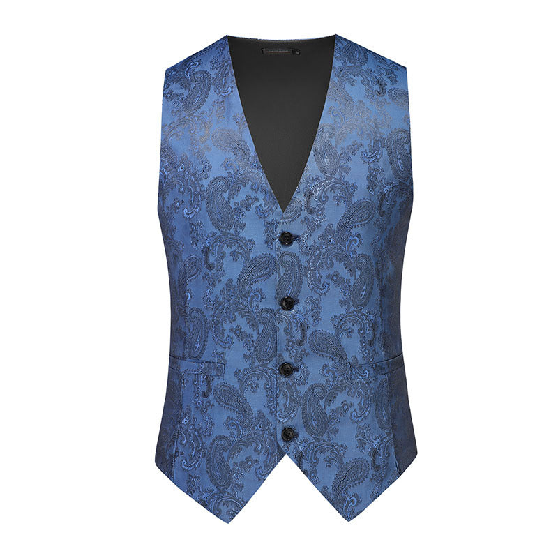Herren nan feine Jacquard-Anzugweste mit V-Ausschnitt, Zierknöpfen und schmaler Silhouette EB