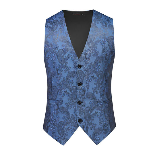 Herren nan feine Jacquard-Anzugweste mit V-Ausschnitt, Zierknöpfen und schmaler Silhouette EB