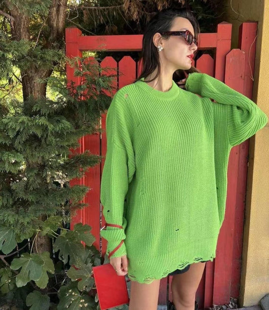 Damen Strickkleid mit asymmetrischem Saum und modischem Gürtel EB