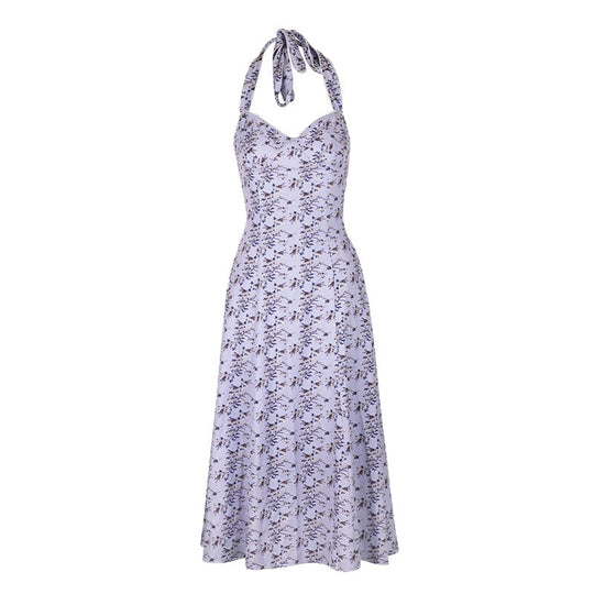 Damen Sommerliches Maxikleid mit floralem Halterdesign und seitlichem Schlitz EB