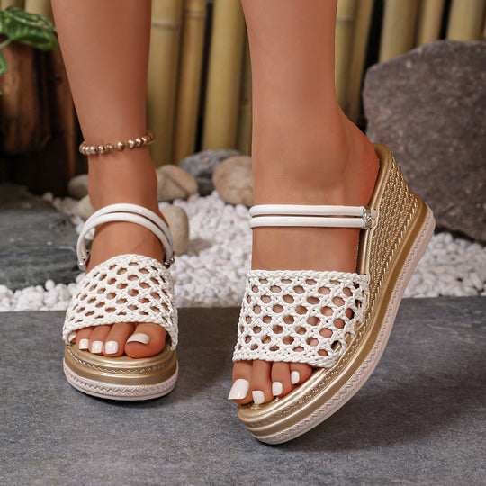 Damen modische Keil-Sandalen mit Netzdesign EB