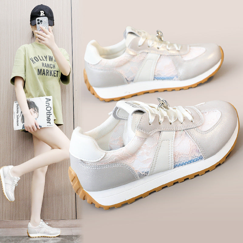 Damen sportliche Sneakers mit funkelndem Kristall und atmungsaktiver Oberfläche EB