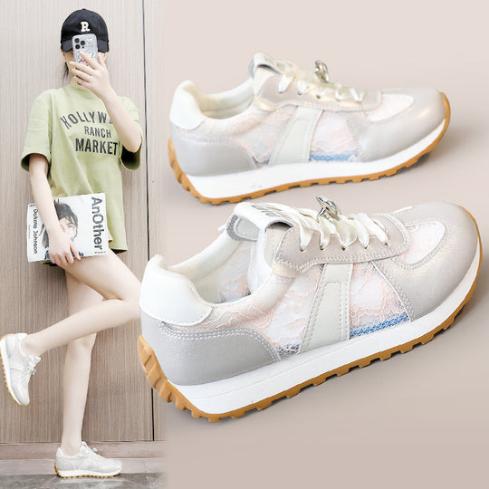 Damen sportliche Sneakers mit funkelndem Kristall und atmungsaktiver Oberfläche EB