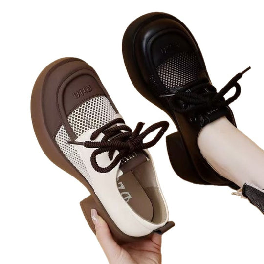 Damen Modische Sneakers mit innovativer Mesh- und Lederkombination EB