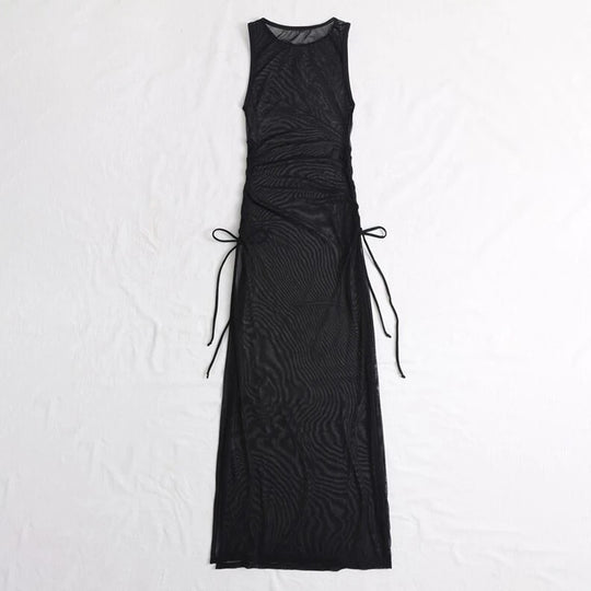 Damen Sportliches Maxikleid mit verstellbaren Seitenschnüren EB