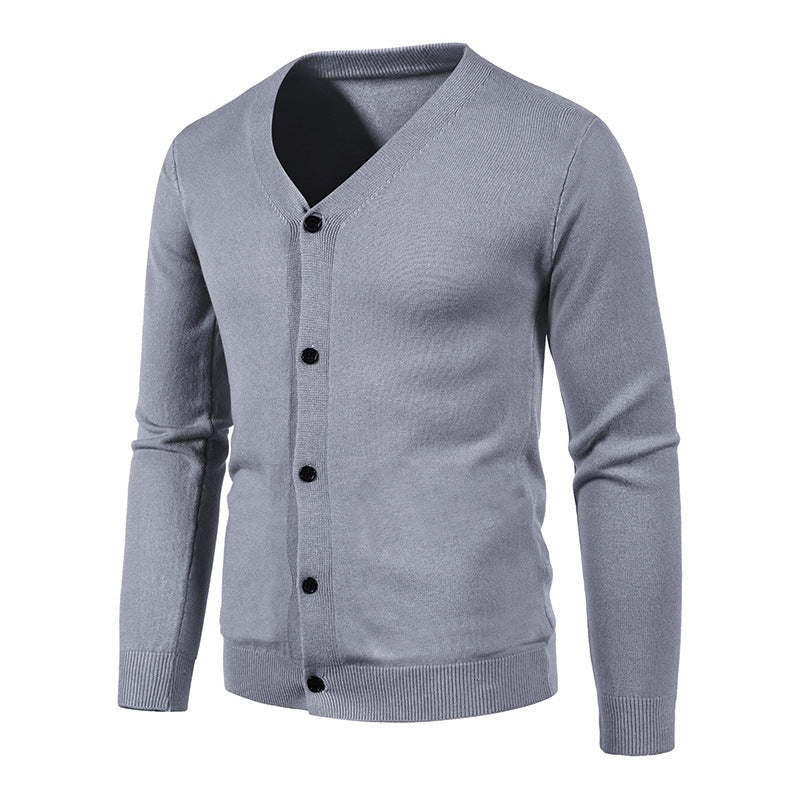 Herren stilvolle Strickjacke mit tiefem V-Ausschnitt und Knopfleiste EB
