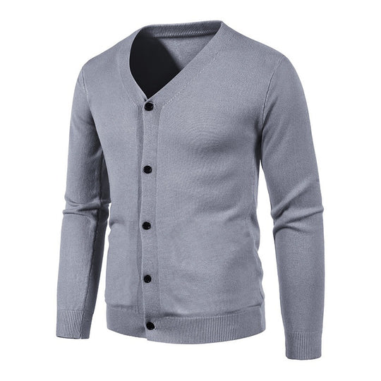 Herren stilvolle Strickjacke mit tiefem V-Ausschnitt und Knopfleiste EB