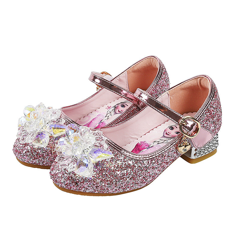 Mädchen Glitzernde Mary Jane Schuhe mit funkelnden Blumenapplikationen EB