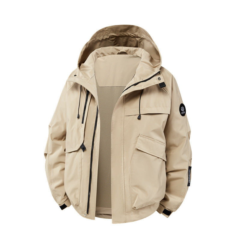 Herren technische Outdoor-Jacke mit Material und zahlreichen Reißverschlusstaschen EB