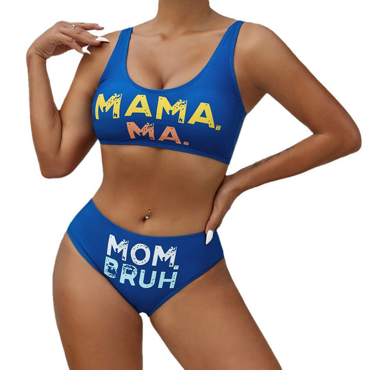 Damen sportliches Bikini-Set mit humorvollem Schriftzug EB