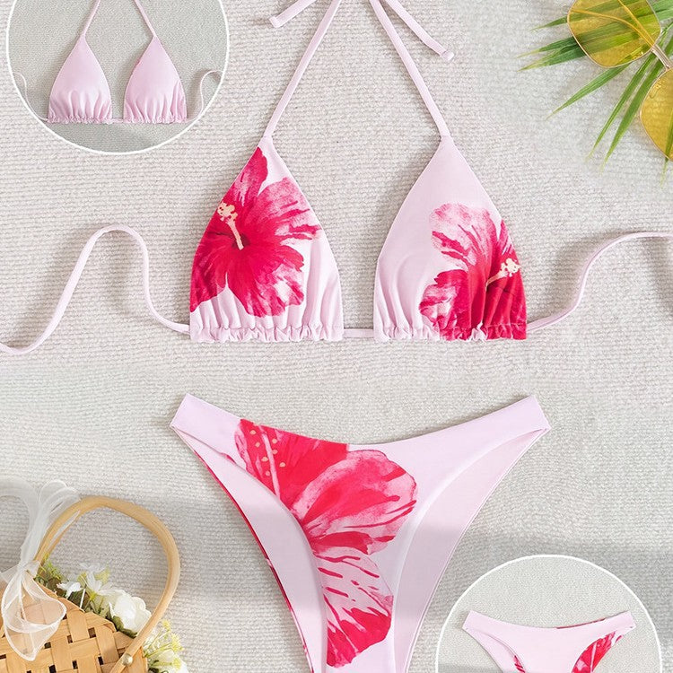 Damen Triangel-Bikini-Set mit floralem Design und verstellbaren Trägern EB