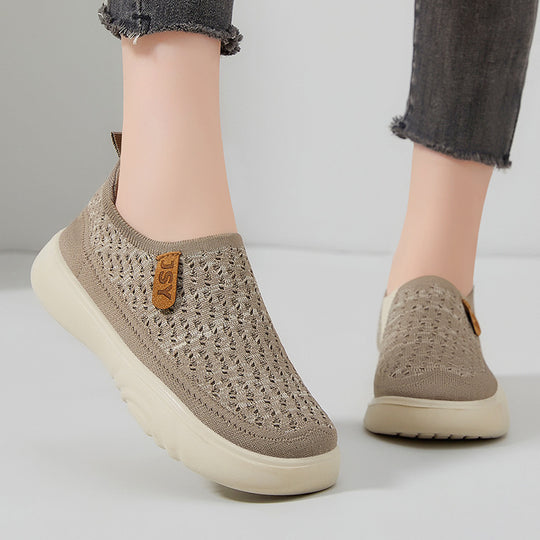 Damen nan gestrickter Slip-On Sneaker im sockenähnlichen Design mit atmungsaktivem Obermaterial und gepolsterter Komfortsohle EB