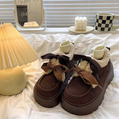 Damen Gemütliche Mokassins mit flauschigem Innenfutter und modischem Riemendesign EB