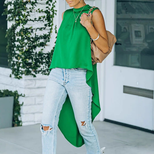 Damen Bluse mit asymmetrischem Schnitt und fließendem Material EB