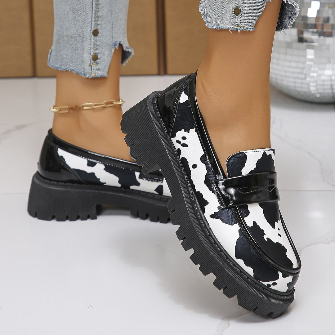 Damen Mokassins mit Leopardenmuster und Ketten-Detail EB