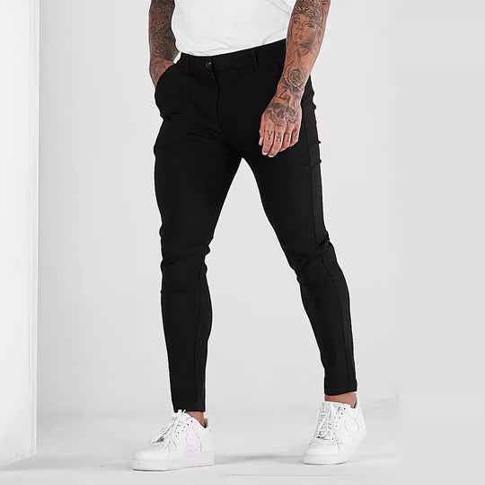 Herren eng anliegende Chinohose mit elastischem Bund und stylishem Design EB