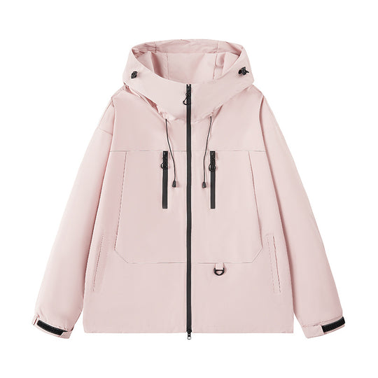 Herren wasserabweisende Outdoor-Jacke mit verstellbarer Kapuze und multifunktionalen Taschen EB