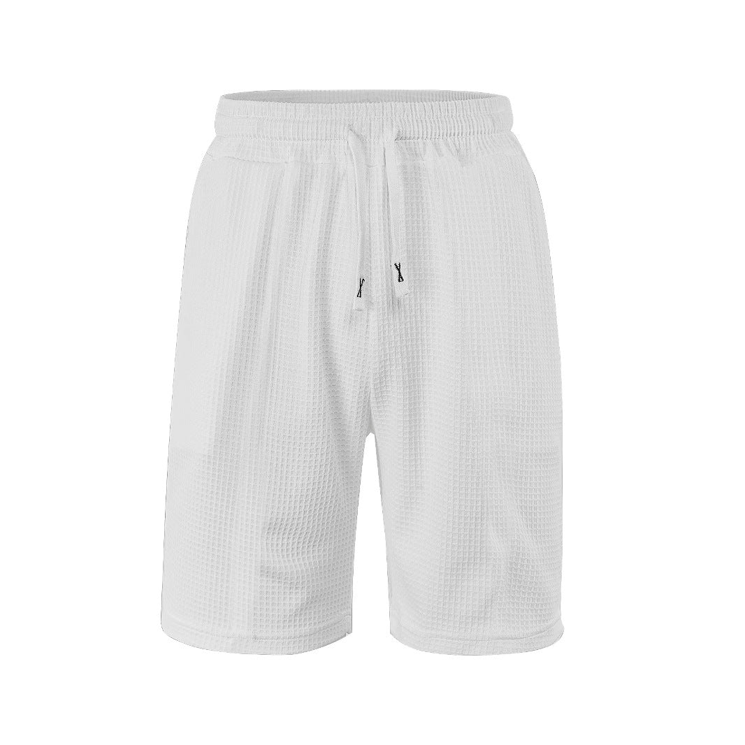 Herren nan atmungsaktive Waffel-Pyjama-Shorts mit elastischem Komfortbund, Tunnelzug und seitlichen Eingrifftaschen EB
