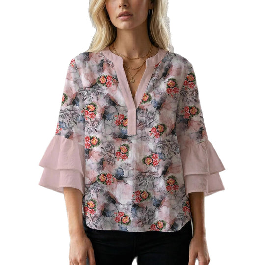Damen Bluse mit wunderschönen floralem Design EB
