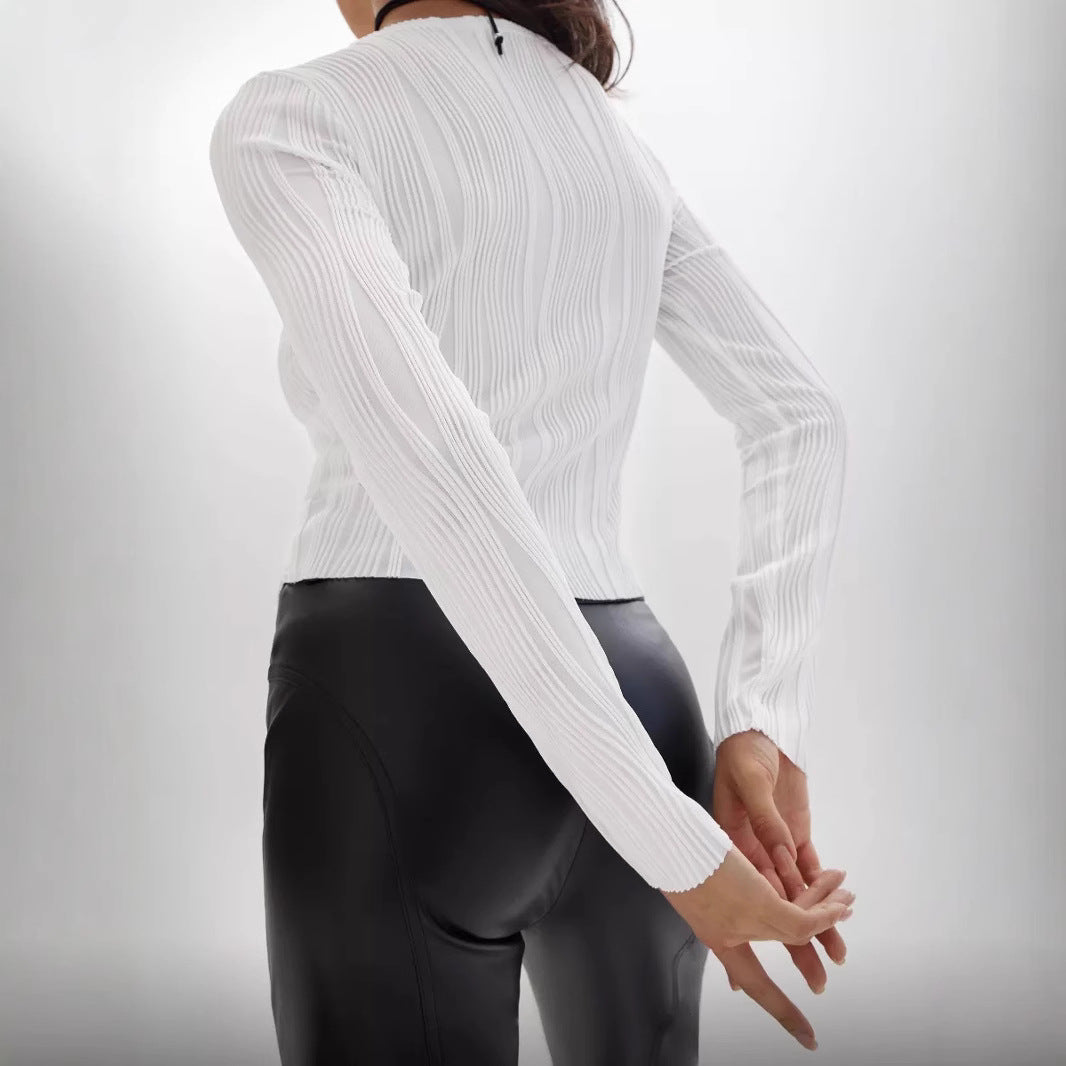 Damen Langarmshirt mit elegantem Rippenmuster EB