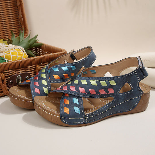 Damen offene Freizeit-Sandalen mit kunstvollem Flechtmuster EB