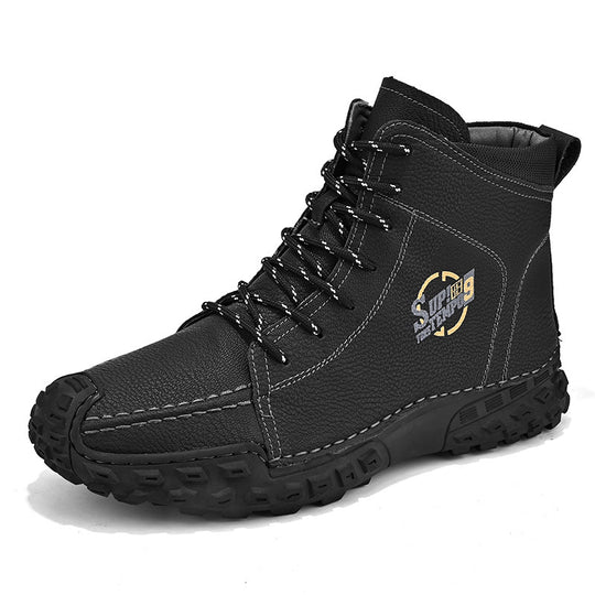 Damen robuste Schnürboots aus Kunstleder mit rutschfester Profilsohle EB
