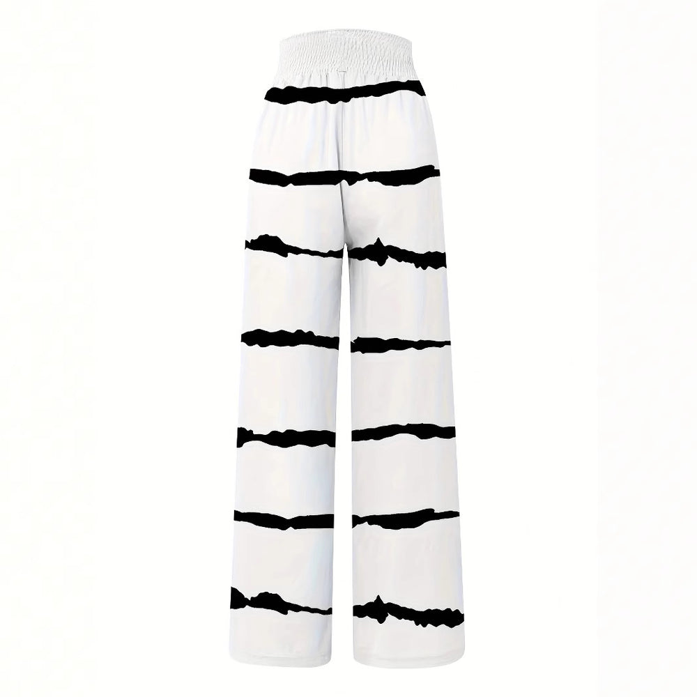Damen Luftige Sommerhose mit seitlichen Taschen und modischem Streifenmuster EB
