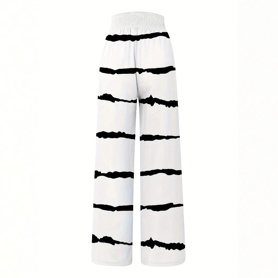 Damen Luftige Sommerhose mit seitlichen Taschen und modischem Streifenmuster EB