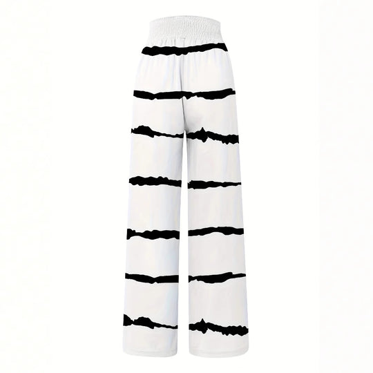 Damen Luftige Sommerhose mit seitlichen Taschen und modischem Streifenmuster EB
