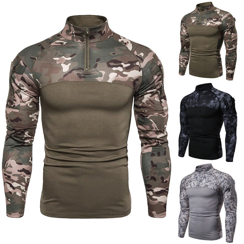 Herren Funktionspullover mit Teilreißverschluss und modernem Camouflage-Design EB