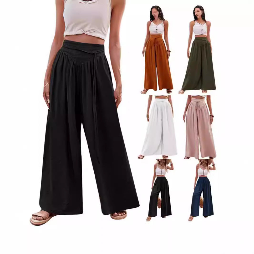 Damen Weite Palazzo-Hose mit hoch geschnittenem Bund und lässigem Schnitt EB