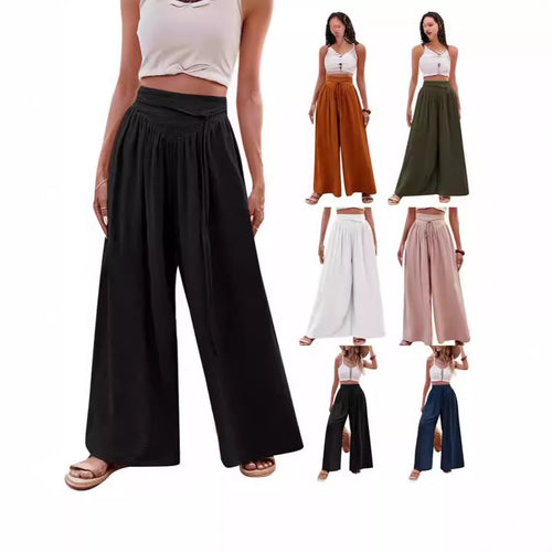 Damen Weite Palazzo-Hose mit hoch geschnittenem Bund und lässigem Schnitt EB