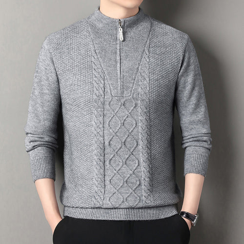 Herren Strickpullover mit hochabschließendem Kragen und durchgehendem Reißverschluss EB