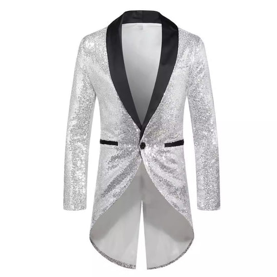 Herren Glitzernder Anzugblazer mit elegantem Schalkragen EB
