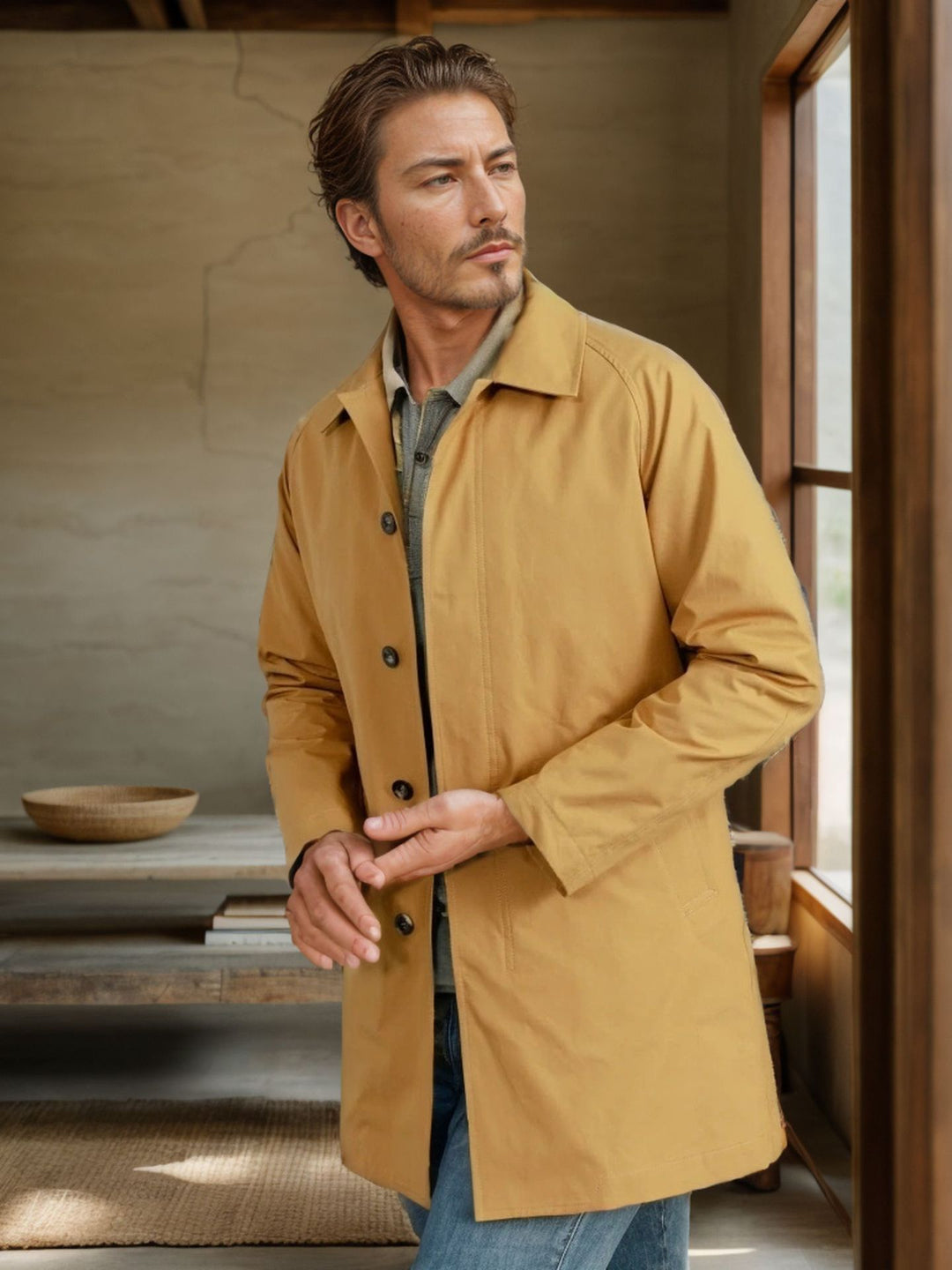Herren lässige Übergangsjacke mit knopfbarem Kragen EB