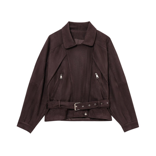 Damen modische Jacke mit weitem Schnitt aus Wildleder EB