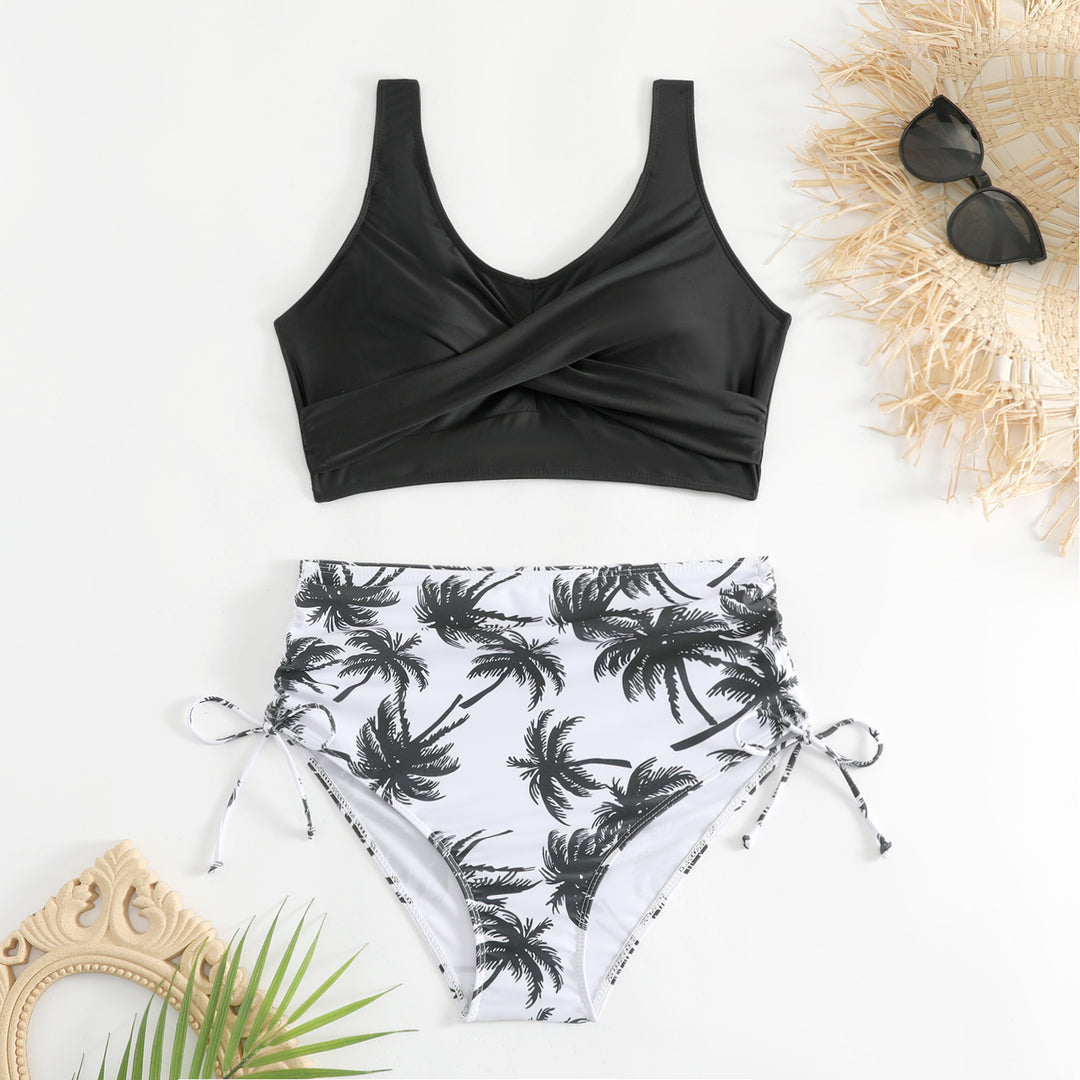 Damen Bikini-Set mit schickem Wickeloberteil und hoch taillierten Höschen EB