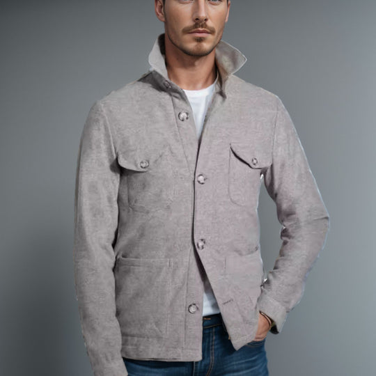 Herren zeitlose Utility-Jacke mit praktischen Taschen und Stehkragen EB
