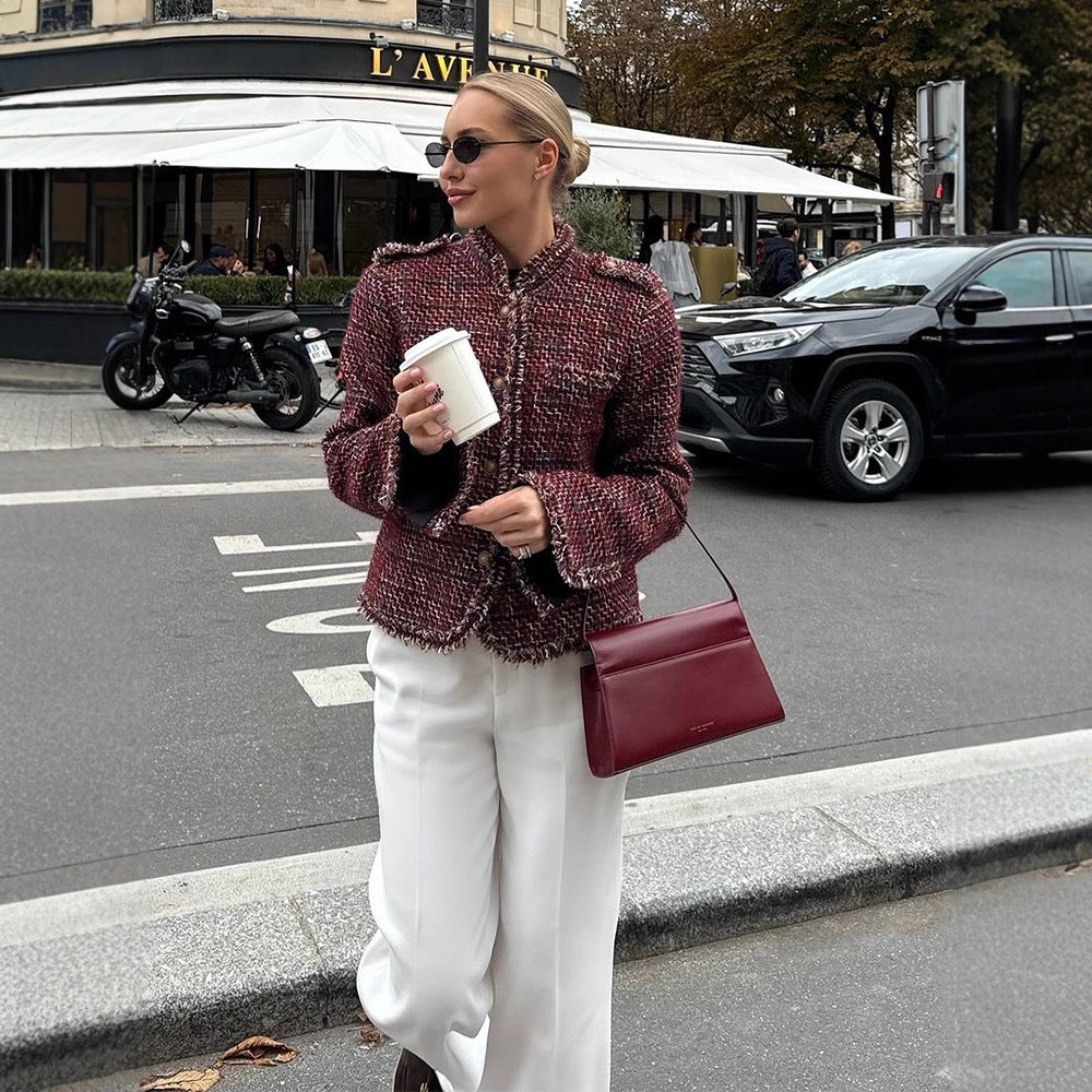 Damen modische Tweedjacke mit edlen Details EB