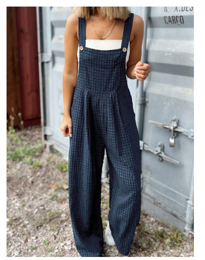 Damen weite Jumpsuit aus leichtem Stoff EB
